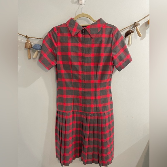 Vintage 1950s 60s sherry Kent of Dallas red plaid pleated dress - Picture 6 of 8